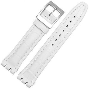 LQXHZ Echt Lederen Band Horlogeband 17 Mm 19 Mm Zweetbestendige Armband Riem Met Stalen Roestvrijstalen Sluitingen Herenhorloge-accessoires(Color:White,Size:17mm)