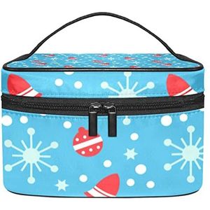 Rode Kerst Bell Patroon-01 Make-up Organizer Bag, Reizen Make-up Tas Organizer Case Draagbare Cosmetische Tas voor Vrouwen en Meisjes Toiletartikelen, Meerkleurig, 22.5x15x13.8cm/8.9x5.9x5.4in