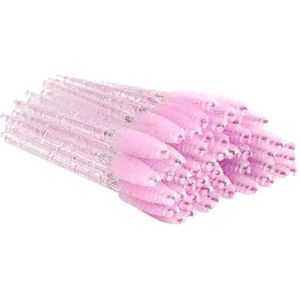 100 Stuks Glitter Wimper Kristal Mascara Wands Wimper Wimper Borstel Wenkbrauw Borstel Applicators Oogmake-up Roze