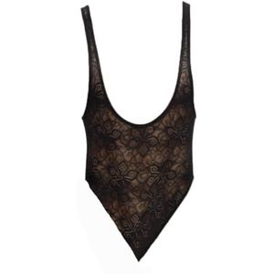 Sexy One Piece Mankini Gay Men Mesh Bodysuit Stretchy Transparent Bodysuit (Black 2,M)