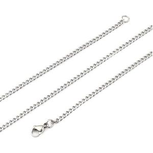 Mode roestvrijstalen schakelketting gouden damesketting trendy feestsieraden (Style : Silver 60cm-01)