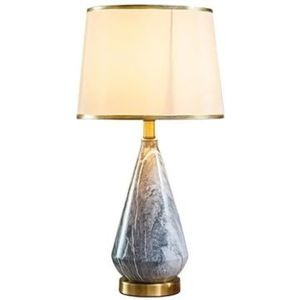 Tafellamp Nachtlampje Koperen Tafellamp Geglazuurd Marmer Patroon Keramische Bedlamp Linnen Nachtkastje Lamp Voor Woonkamer Slaapkamer Bureaulamp Voor Slaapkamer (Color : B, Size : 33 * 59cm)