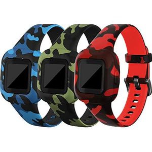 TenCloud Bandjes compatibel met Garmin Vivofit jr.3 bandje, (3-pack) vervangende zachte siliconen polsband patroon bloemenband armbanden voor kinderen 4+ voor Vivofit jr.3 Fitness Tracker, Siliconen