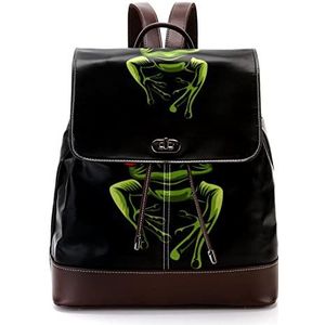 Groene kikker gepersonaliseerde schooltassen boekentassen voor tiener, Meerkleurig, 27x12.3x32cm, Rugzak Rugzakken