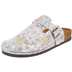 Jürgen Hirsch Dames clog Ergo 05 rondom leer diep voetbed anti-shock pad comfortbreedte G, wit, 42 EU