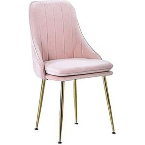 GEIRONV 1 stks zachte fluwelen eetkamerstoelen, met rugleuning gevoerde stoel voor kantoor lounge keuken slaapkamer stoelen 42 × 38 × 85 cm Eetstoelen (Color : Pink)