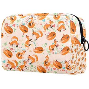 Leuke cartoon dieren bruin wasbeer patroon make-up tassen draagbare draagtas cosmetica tas reizen cosmetische organizer toilettas make-up hoesjes voor vrouwen, Multi kleuren 05, 18.5x7.5x13cm/7.3x3x5.1in,