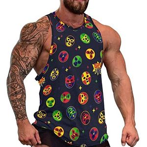 Mexicaanse Lucha Libre Wrestling Tanktop voor heren, grafische mouwloze bodybuilding-T-shirts, casual strand-T-shirt, grappig sportschool-spier