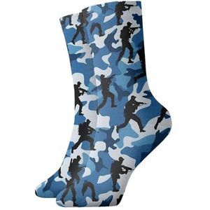 UVBDF Blauwe Camo In te ademen Comfort Sokken, Vochtafvoerende Zachte Sokken voor Dagelijks Dragen en Sportschool