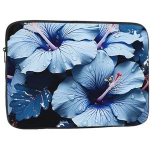 Laptophoes 10-17 inch laptophoes blauwe hibiscus laptophoezen voor dames en heren, schokbestendige laptophoes