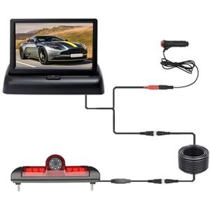 Achteruitrijcamera Voor Peugeot Voor Boxer 2007-2018 170° Groothoek Auto Remlicht Achteruitrijcamera Met 4,3-inch Monitor(Foldingdisplaycamera-A)
