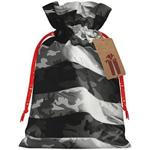 BONDIJ Camo Amerikaanse Vlag Kerst Trekkoord Gift Zakken met Tags Xmas Snoep Zakken Kerst Linnen Zakken Herbruikbare Gift Wrapping Zakken voor Xmas Cadeaus Decor Party Gunsten