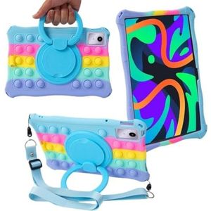 Soft Silicon Cover Geschikt for Lenovo Tab M11 2024 TB-330FU TB-331FC 11 inch Soft Bubble Silicon Case Met schouderharnas(SkyBlue Colorful)