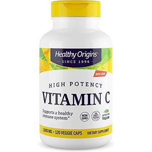 Healthy Origins - Vitamine C 1000 mg X 120 Vegetarische Capsules | Hoge potentie immuunversterkend vitamine C-supplement | Glutenvrij | Soja-vrij | Gistvrij, 200 g