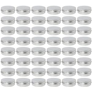 48 Pack Mini Zilver Aluminium Opbergpot Containers Hervulbare Cosmetische Gezichtsverzorging Crème Fles met Schroefdop voor Cosmetische, Lippenbalsem, Crème Thuis Opslag (10g)