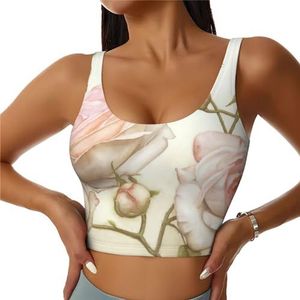 Schoonheid Roze Rozen Print Comfortabele Vrouwen Sport Vest Yoga Workout Vest Voor Vrouwen Lichtgewicht Zomer, Zwart, S