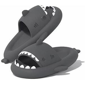VIYEAR Cloud Shark Slides Slippers, zomerse haaienslippers, sneldrogende douchesandalen, antislip en zacht, doucheslippers in de vorm van schattige haaien, zwart, 46/47 EU