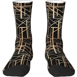 Art Deco stijl geometrisch patroon tweezijdig, compressie sokken crew sokken casual volwassen sokken sportsokken