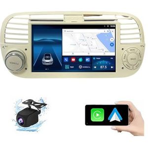 Android 13.0 2 Din Autoradio 7"" Touchscreen Auto Stereo Voor FIAT 500 2007-2015 Met Draadloze Carplay Android Auto GPS Navigatie AHD Omgekeerd Beeld Stuurwielbediening(A,P3(2G+32G))