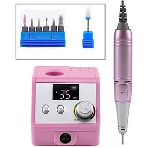 Nagelvijl elektrisch, 35000 RPM draagbare standaard elektrische nagelboormachineset, draadloze boormanicure pedicure nagelpolijstmachine(Pink)