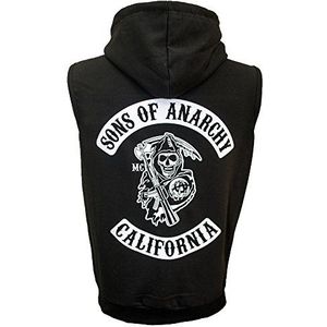 Sons of Anarchy Hoodie met ritssluiting, mouwloos, S-2XL, Jax Teller Redwood Original, zwart, XL