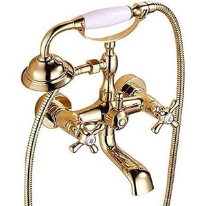 Traditional Bathtub Mixer Tap Gold Bath Shower Mixer Tap With Hand Held Shower Head Cross Handle Bathroom Shower Mixer Taps For Bathroom