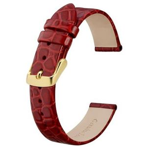 Jeniko Lederen Horlogeband For Dames Vrouwen 8mm 10mm 12mm 14mm 16mm 18mm 19mm 20mm Vervanging Band Roestvrij Gesp (Color : Red-Gold, Size : 20mm)