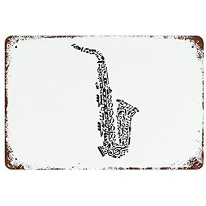 Saxofoon muzieknoot creatief tinnen bord retro metalen tinnen bord vintage wanddecoratie retro kunst tinnen bord grappige decoraties cadeau grappig