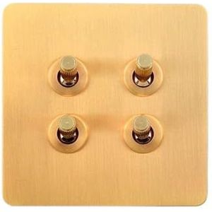 Wandschakelaar, bedieningsschakelaar, tuimelschakelaar, messing wandschakelaar, 1-4 gang, 2-weg, enkele dubbele bedieningslampschakelaar, type 86