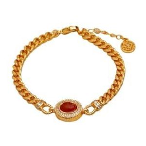 Dames Tijgeroog Steen Armband 18K Goud Rode Agaat Armband Sieraden(Red agate)