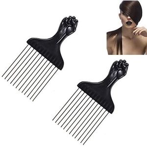Afro Haar Kam Insert Haar Krullend Borstel Vork Plastic Haar Pick Kam Anti Ontwarren Antistatische Salon Hairstyling Tool - 2 STKS
