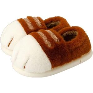 Cartoon kat poot slippers, 3D gezellige pluizige pluche wolk pantoffels, indoor huis Japanse kat voet slippers, Rode Schoenen, 6.5/7 UK