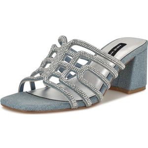 Nine West Grassa damessandalen met hak, Light Blue Denim 450, 37 EU