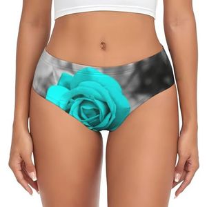yagDAA Blauw Rose 2 Print Dames Ondergoed Zachte Elastische Bikini Slips Knickers Dames Hipster Slipje Onderbroek, Zwart, XS