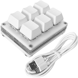 Mini 6-Key Macro Mechanisch Toetsenbord RGB Gaming Toetsenbord Draagbare One-Handed Volledig Programmeertoetsen voor Windows Mac OSU HID Standaard Toetsenbord, Rode Schakelaars, RGB Backlight, Hot Swap, USB-Micro Kabel