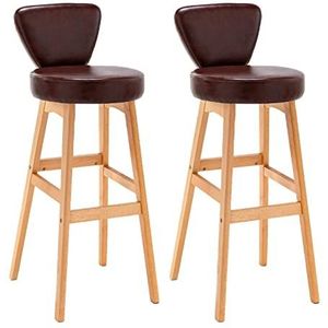 AADDFDD Barkrukken Barstoelen Retro Barkruk Set van 2 Faux Lederen Bar Stoelen, Luxe Gestoffeerde Ontbijt Hoogte Krukken met Voetsteunen Eetstoel voor Keuken, Woonkamer