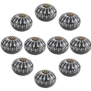 Keramische Knoppen Vintage Kastknoppen, 10 stuks ronde meubelgrepen keramische kastknoppen en handgrepen deurkast lade keuken handgrepen -zwart (grijs)