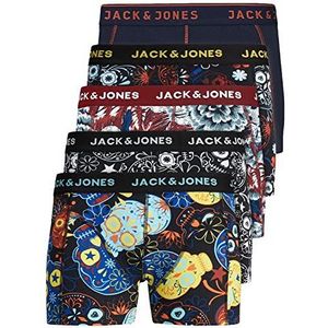 JACK & JONES 12204864 Boxershorts voor heren, set van 5 stuks, wit, zwart, blauw, grijs, trunks, S