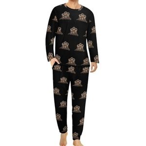 Leuke Sea Otters Comfortabele Heren Pyjama Set Ronde Hals Lange Mouw Loungewear met Zakken M