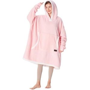 Catalonia Classy Oversized sherpa hoodie-deken, warme behaaglijke deken met mouwen en capuchon, oversized capuchondeken, draagbare deken als cadeau voor familie en vrienden