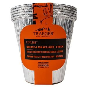 Traeger Grills BAC608 EZ-Clean Vet & Ash Keg 5 Pack Druppel Emmer Liner, Aluminium