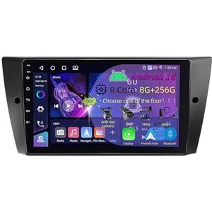 9 Inch 2 Din Android 15 Autoradio voor BMW 3 Series E90 E91 E92 E93 2005-2011 met CarPlay AHD Omgekeerd beeld Bediening op het stuur Bluetooth GPS navigatie FM Radio WiFi(C4 8+128G)
