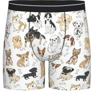 Heren Boxers Shorts I Love Dogs Ondergoed-Boxer Shorts Print Boxer Shorts Elastische Mens Boxer Slips Voor Liefhebber, Man, Gift, Ondergoed 188, S