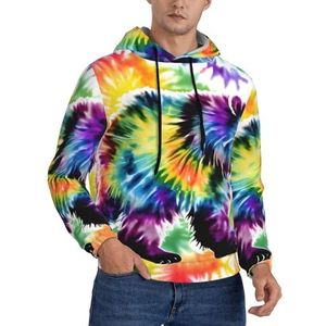 GUOLGP Beer Dansen Tie Dye Print Heren Hooded Sweatshirts Casual Lichtgewicht Zachte Trui Voor Herfst Lente Winter, Zwart, S