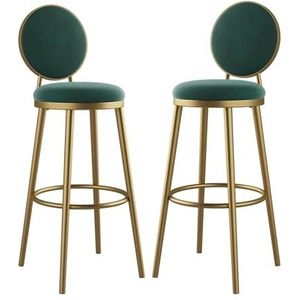 Barkrukken 30 Inch Kitchen Stools, Counter Height Bar Stools Set of 2, Velvet Seat stools with Metal Legs, Bar Chairs kroeg(Green)