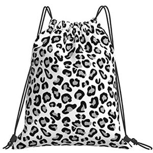 351 Gymtas met trekkoord 42 x 36 cm, zwart-wit luipaardprint string zwemtas grote rugzak waterafstotendheid unisex string tas, voor mannen, sport, vrouwen, Tas met trekkoord 1493, 36x42cm