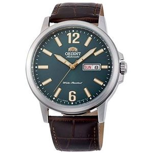 Orient Heren analoog automatisch horloge met lederen armband RA-AA0C06E19B, zilver-bruin-groen, Riemen.