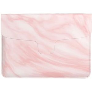 Marmeren patroon wit en roze marmer, lederen laptophoes, notebooktas laptophoes tablet aktetas