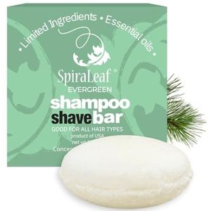 Whiff Botanicals Shampoo & Shave Bar, etherische oliën, beperkte ingrediënten, geconcentreerde formule, USA Made (Evergreen)