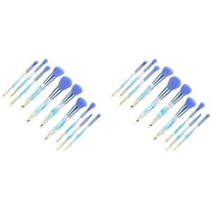 2 set van 10 Stuks Vrouwen Make-up Borstels Set Dames Blending Concealers Cosmetische Borstels Cosmetica Accessoire Applicator Gereedschap Blauw